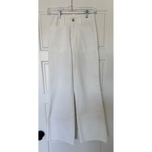 Altar'd State Wide‎ Leg Carpenter Pants Utility Pockets White Denim XS